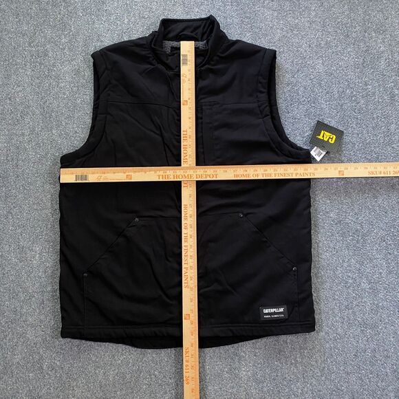 CAT Caterpillar Sherpa Lined Canvas Vest Adult Large L Black Outdoor Workwear - Picture 13 of 16